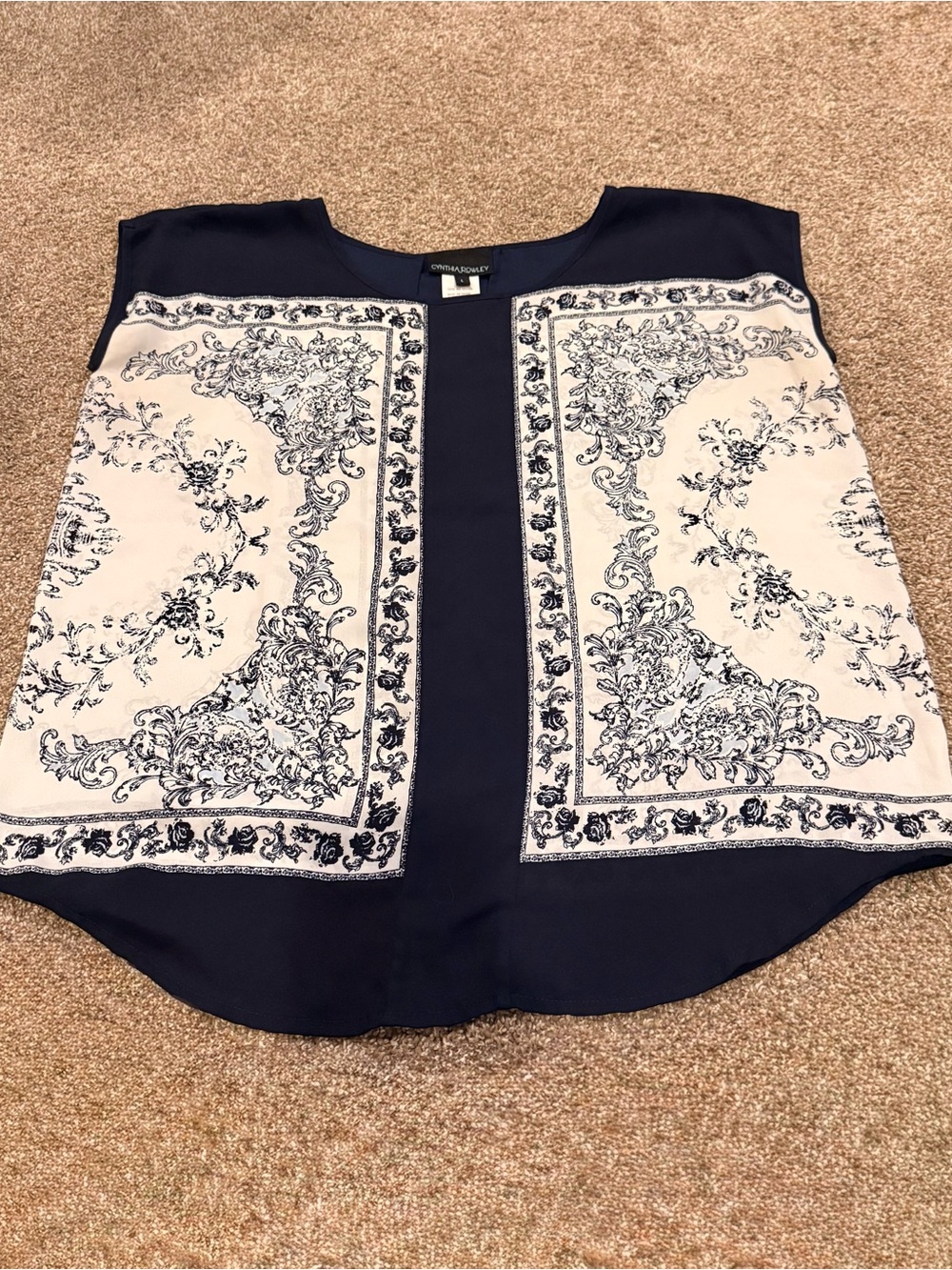 Cynthia Rowley Navy and White Printed Sleeveless Camisole